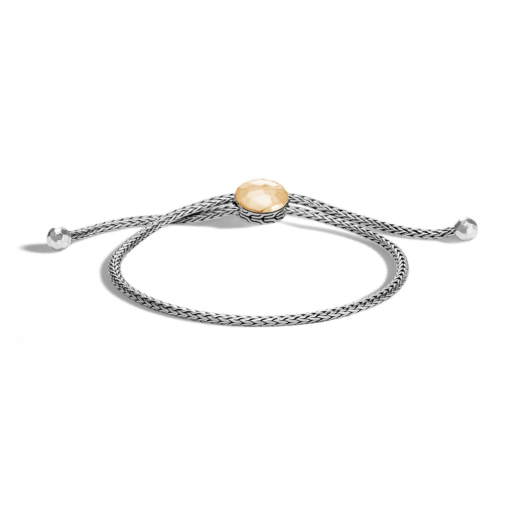 John Hardy Classic Chain Pull Through Bracelet, Silver, Hammered Gold, Small - Medium bmBku7xu