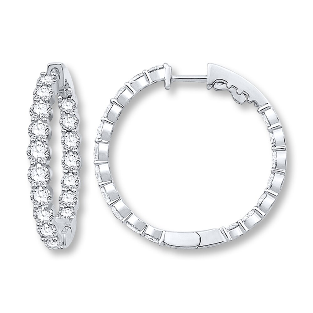 Diamond Hoop Earrings 5 ct tw Round-cut 14K White Gold br9gtAzM