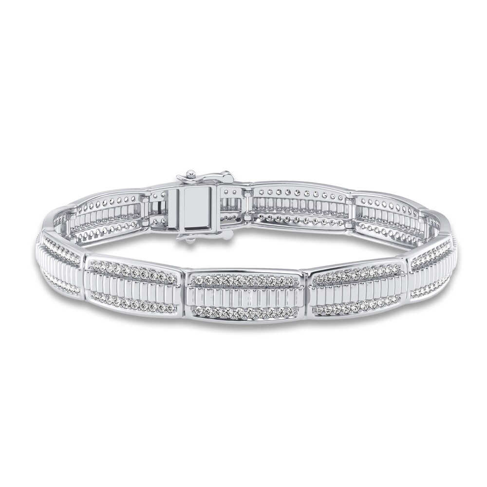 Men's Diamond Bracelet 3 ct tw Round 10K White Gold 8.5" bsWW62Of