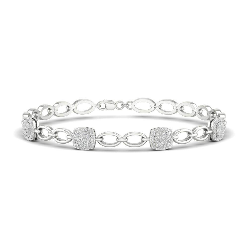 Diamond Bracelet 1/2 ct tw Round 10K White Gold 7.25" btYpLN2r