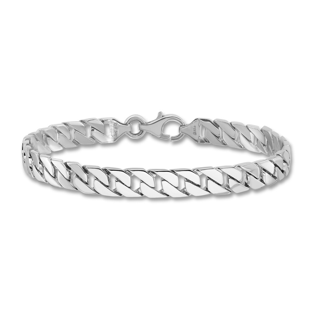 Men's Fancy Link Bracelet 14K White Gold 7.4mm 8" bzXsXJvv