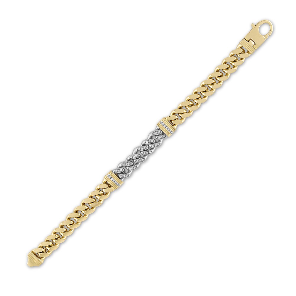 1933 by Esquire Men\'s Diamond Bracelet 1/5 ct tw Round 14K Yellow Gold/Sterling Silver bzcSMw1A