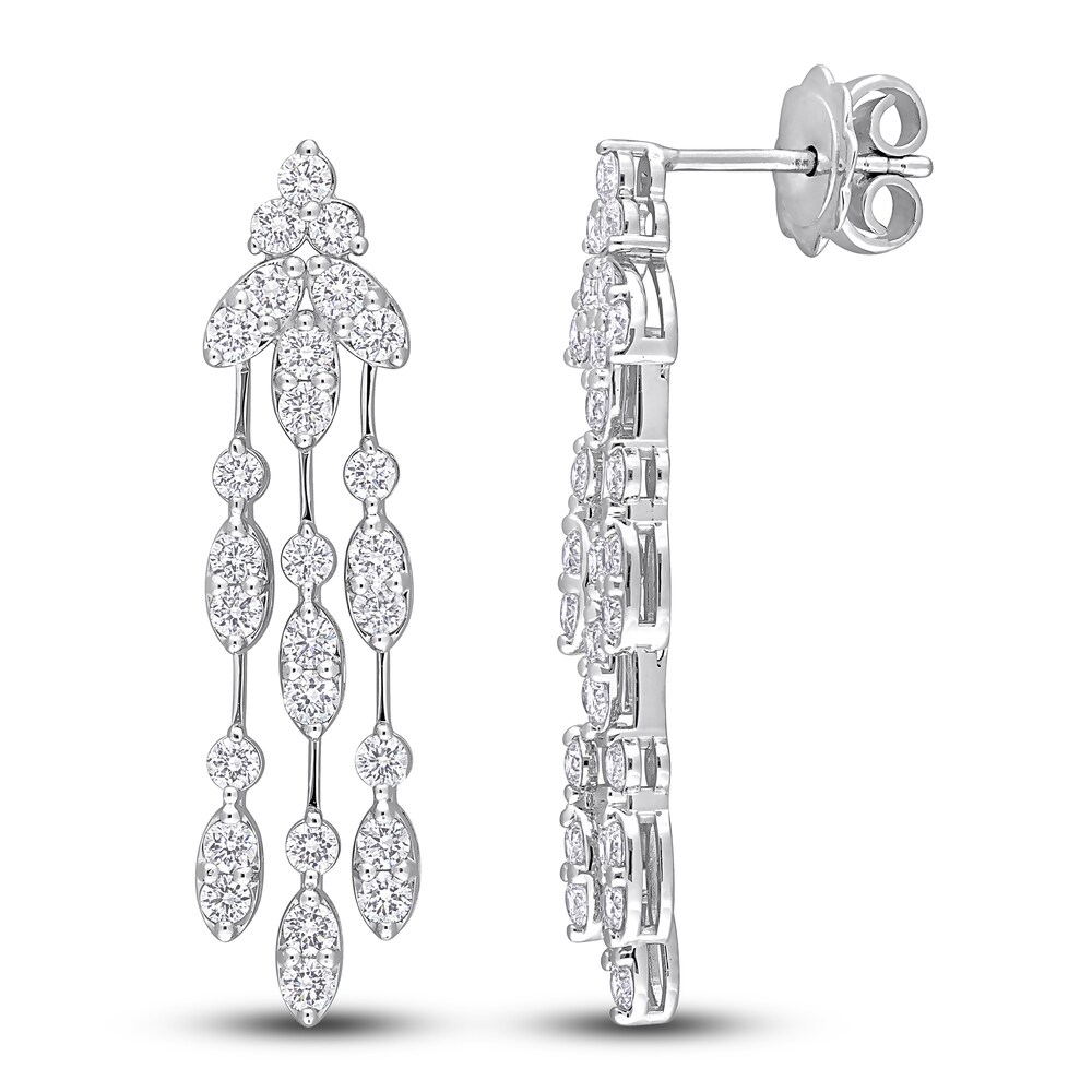 Diamond Dangle Earrings 1-7/8 ct tw Round 14K White Gold c4SY41C6