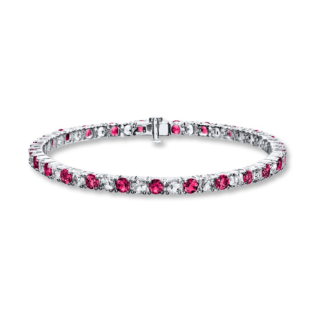 Lab-Created Ruby Bracelet Lab-Created Sapphires Sterling Silver c8GrDfH7