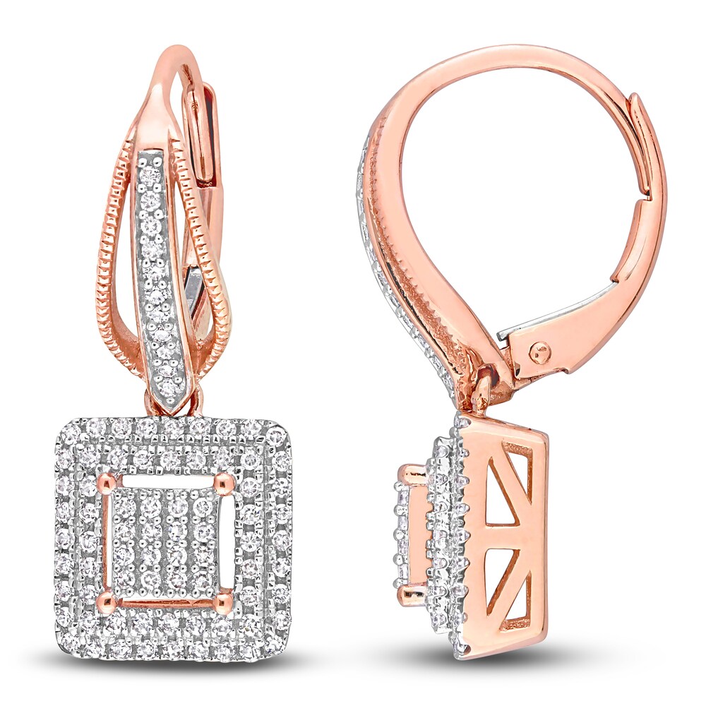 Diamond Square Earrings 1/2 ct tw Round 10K Rose Gold cCCmlJrH