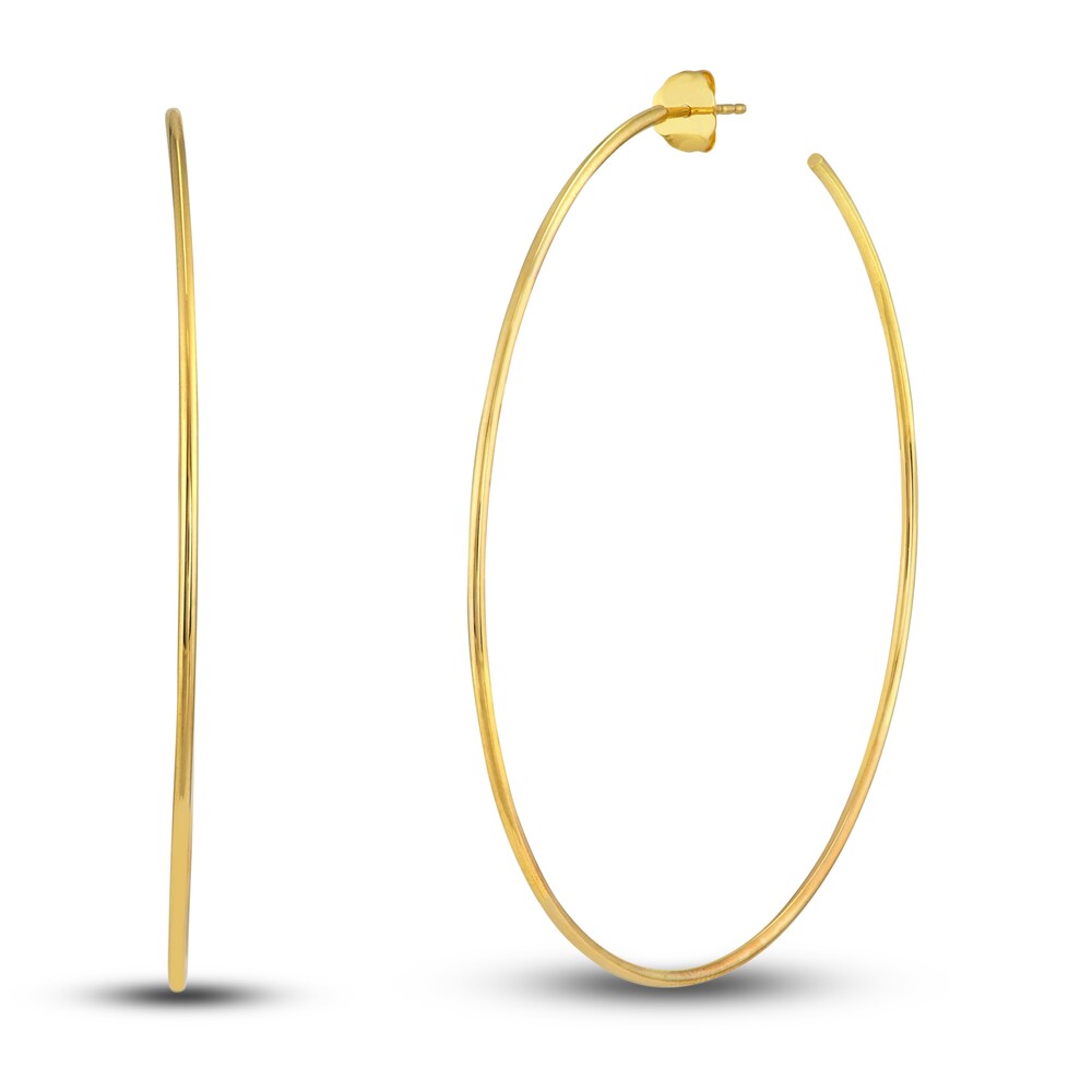 Round Wire Hoop Earrings 14K Yellow Gold 60mm cELqp6Kk