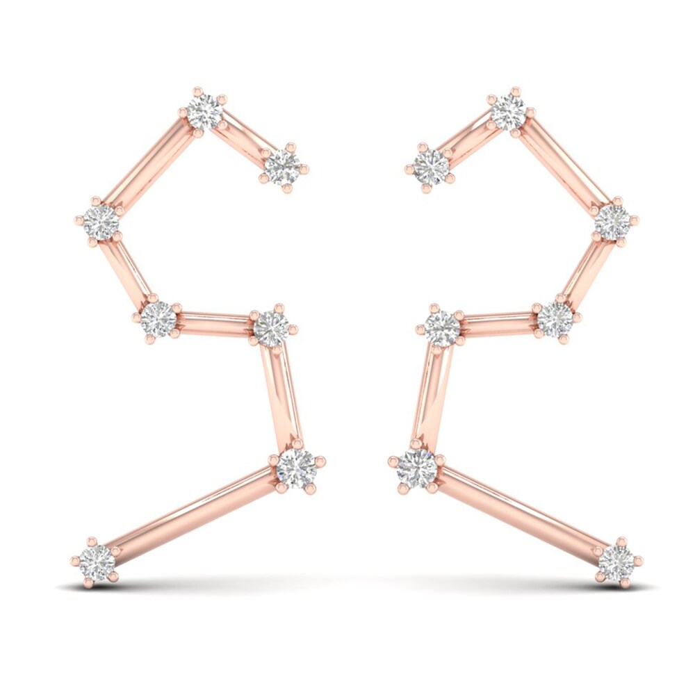 Diamond Leo Constellation Earrings 1/8 ct tw Round 14K Rose Gold cSD8Awgs