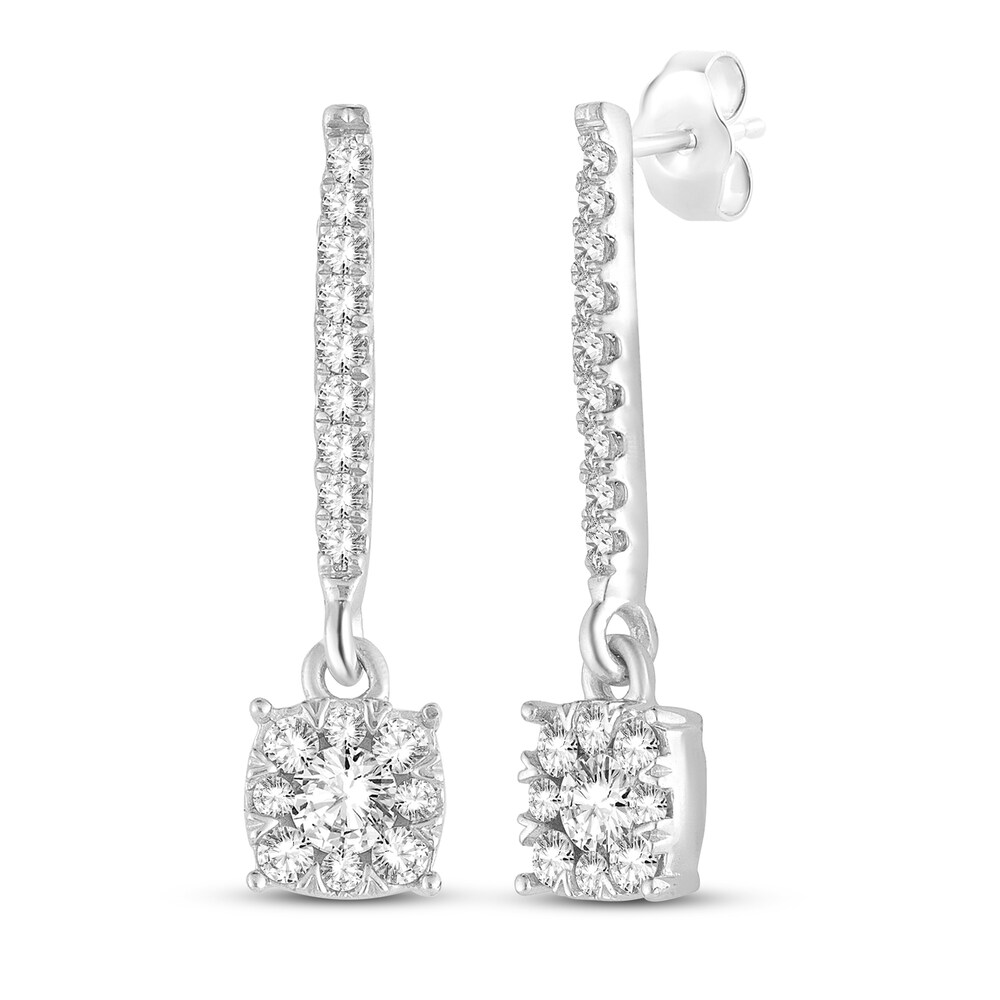 Diamond Dangle Earrings 1/2 ct tw Round 10K White Gold cTi5cagG