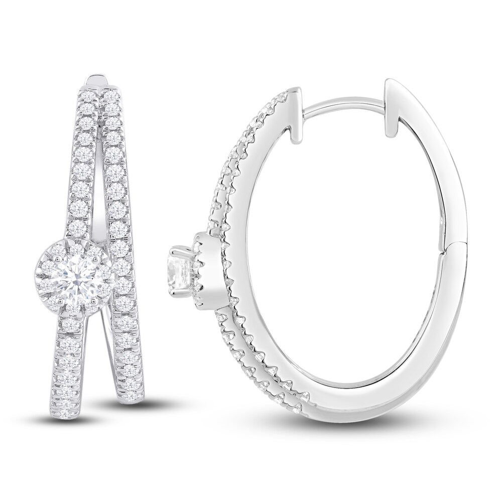 Diamond Hoop Earrings 1 ct tw Round 14K White Gold cTxZ5vYT