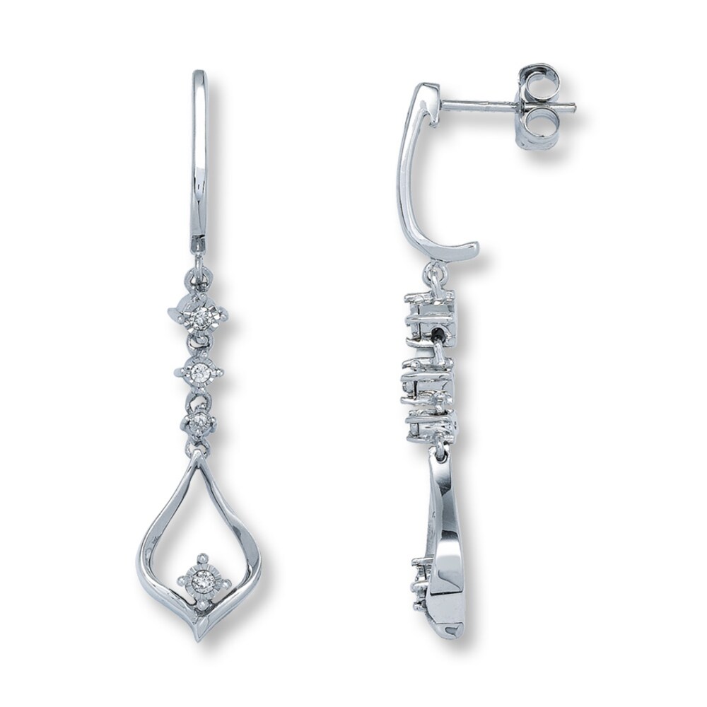 Diamond Dangle Earrings 1/10 ct tw Round-cut 10K White Gold cUKyO5qF