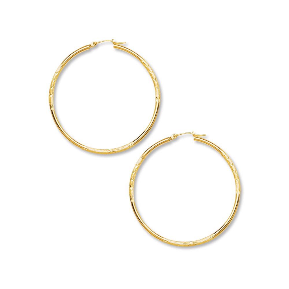 Hoop Earrings 14K Yellow Gold 40mm cV0VqXIr