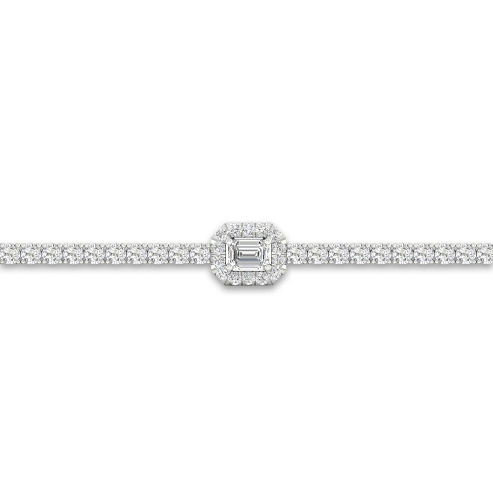 Lab-Created Diamond Fashion Bracelet 3 ct tw Emerald/Round 14K White Gold cViTXsvo