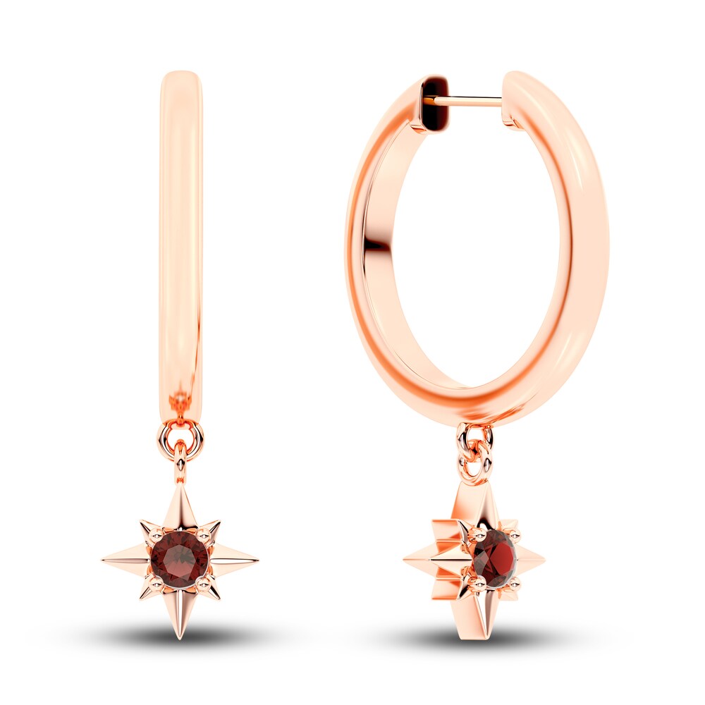 Juliette Maison Natural Garnet Starburst Hoops 10K Rose Gold cWde0Ssa