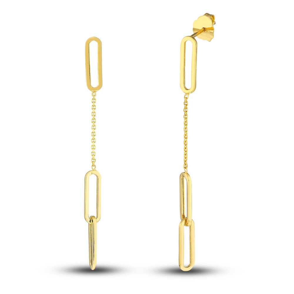 Paperclip Chain Dangle Earrings 14K Yellow Gold cWs0wtvJ