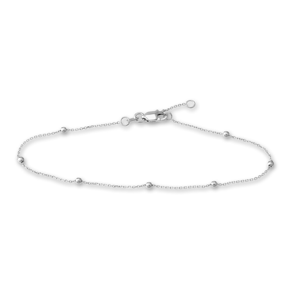 Beaded Station Bracelet 14K White Gold 7.5" cf1hRxP1