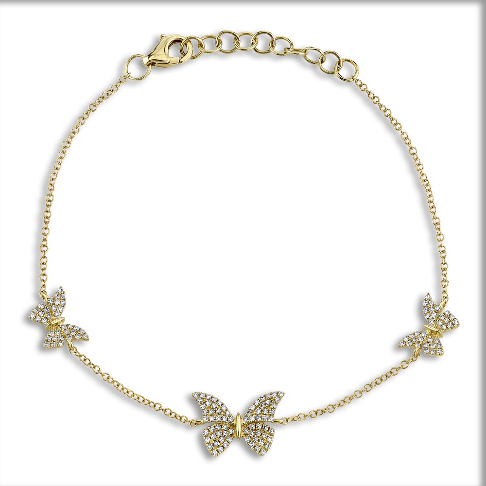 Shy Creation Diamond Butterfly Bracelet 1/4 ct tw Round 14K Yellow Gold 7\" SC55020620 cgxRnXjq