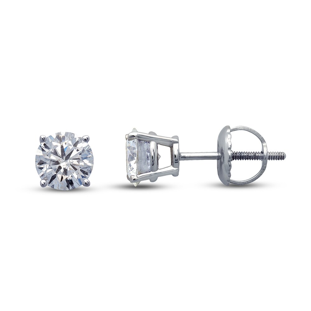 Certified Diamond Solitaire Earrings 1 ct tw Round 14K White Gold (I1/I) cjOexY2o