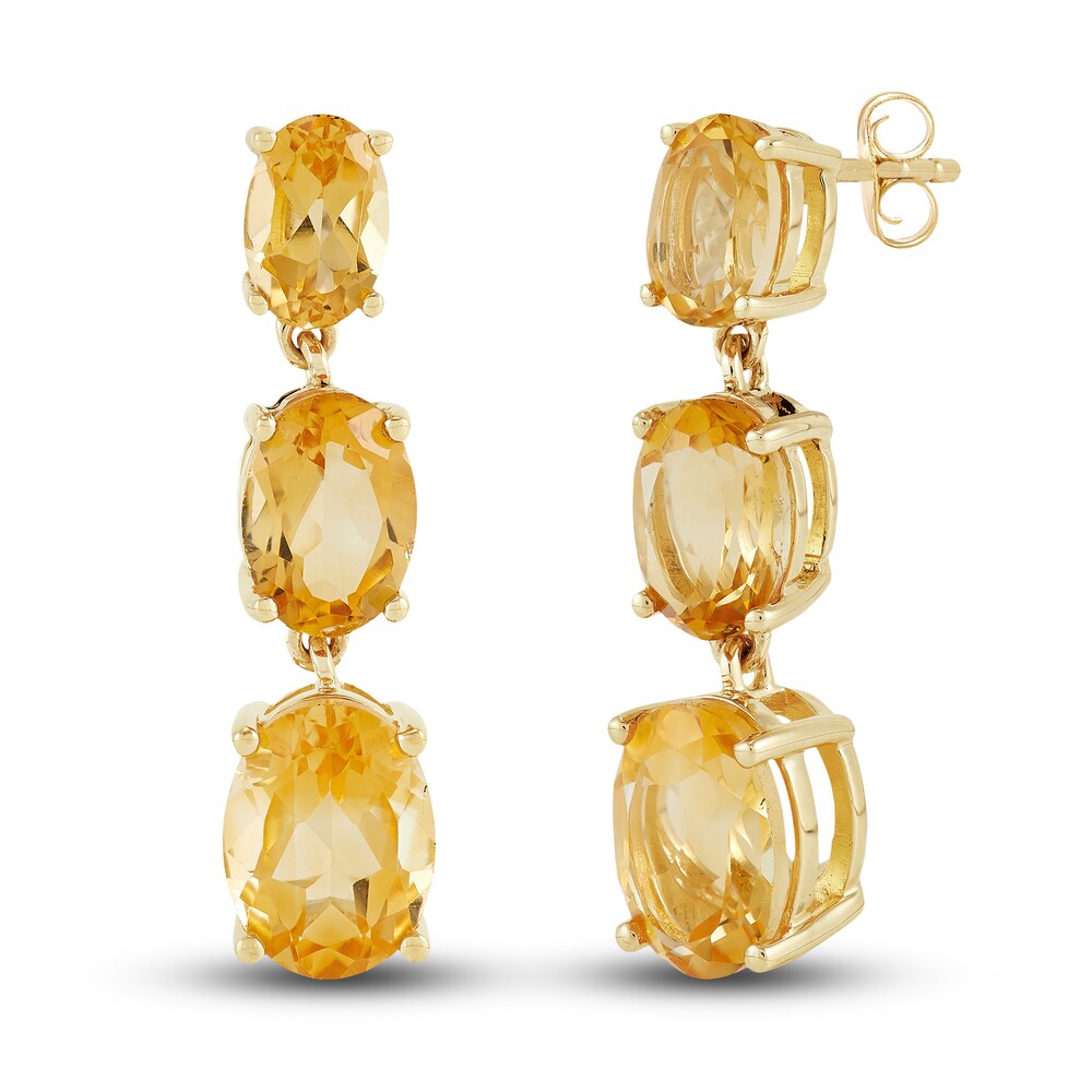 Natural Citrine Dangle Earrings 10K Yellow Gold ckXb1MkF