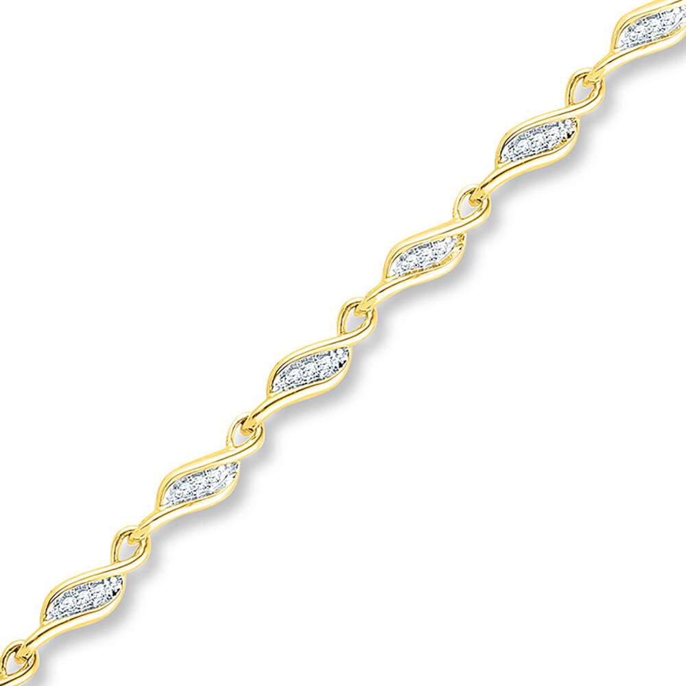 Diamond Bracelet 1/4 ct tw Round-cut 10K Yellow Gold clf0889F