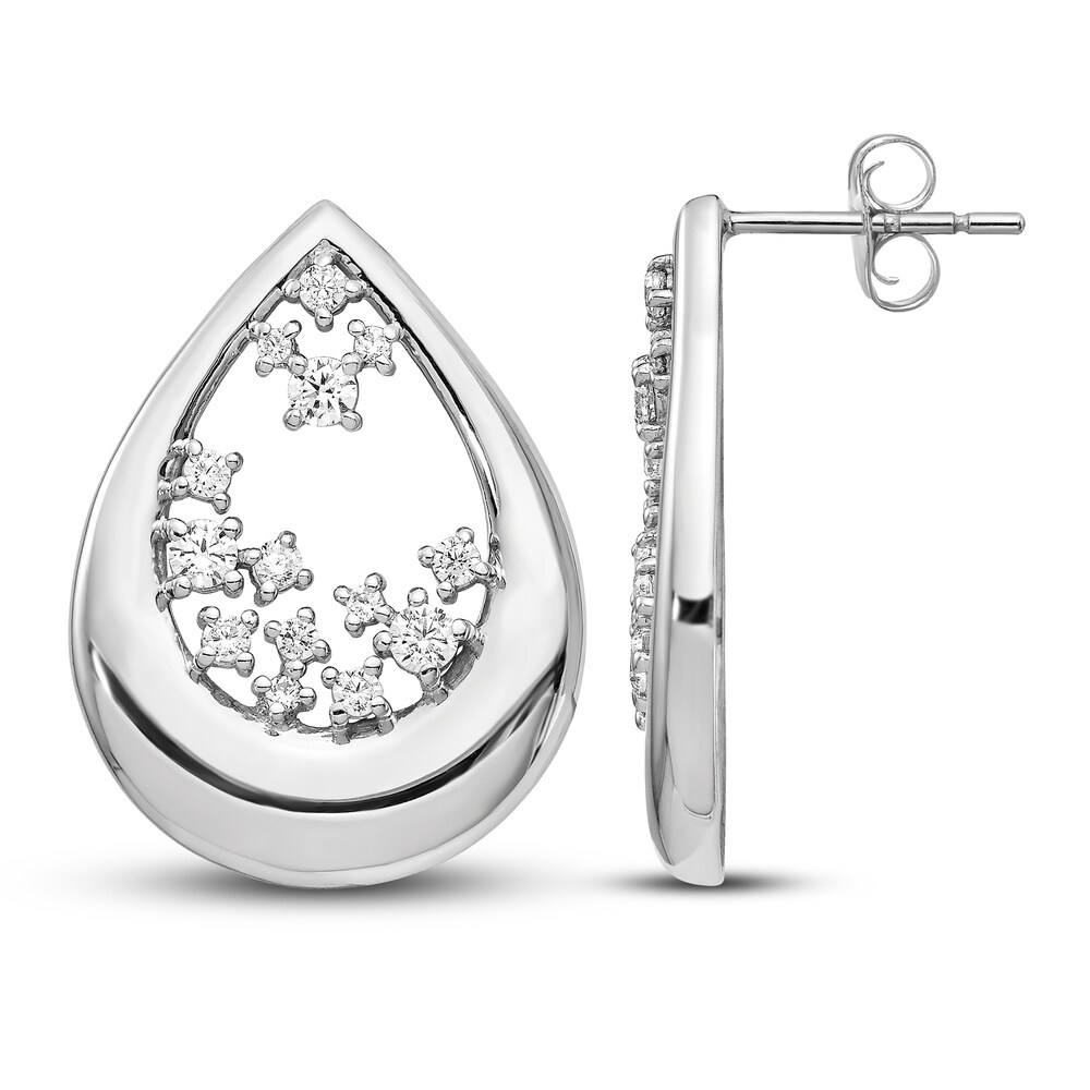 Diamond Post Earrings 3/4 ct tw 14K White Gold cnjLMv9L