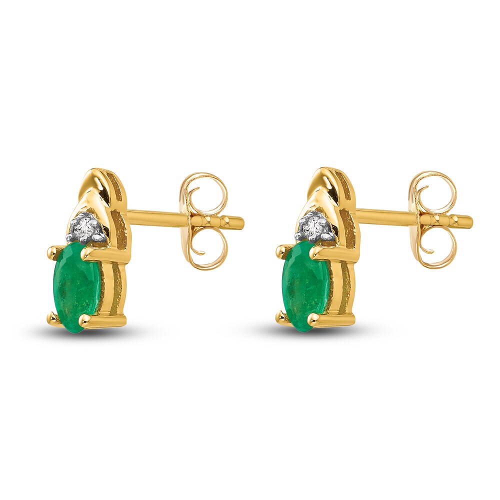 LALI Jewels Natural Emerald Earrings Diamond Accents 14K Yellow Gold covFwP9Q