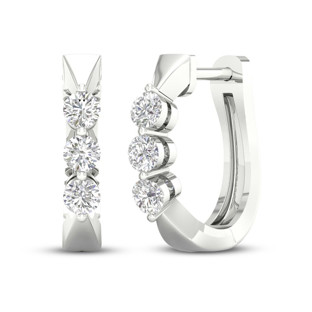 Diamond Hoop Earrings 1/4 ct tw Round 10K White Gold cqNqpHJV
