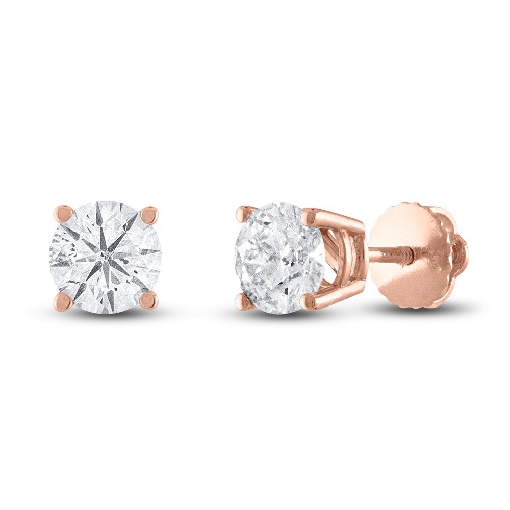 Diamond Solitaire Stud Earrings 1-1/2 ct tw Round 14K Rose Gold (I2/I) csiLpfqJ