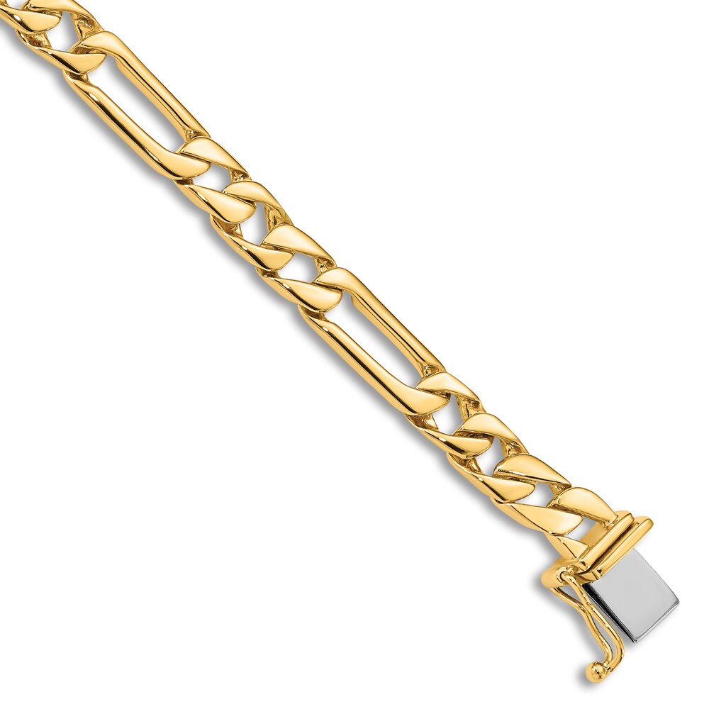 Men\'s High-Polish Figaro Link Bracelet 14K Yellow Gold 8\" cuhp9kXy