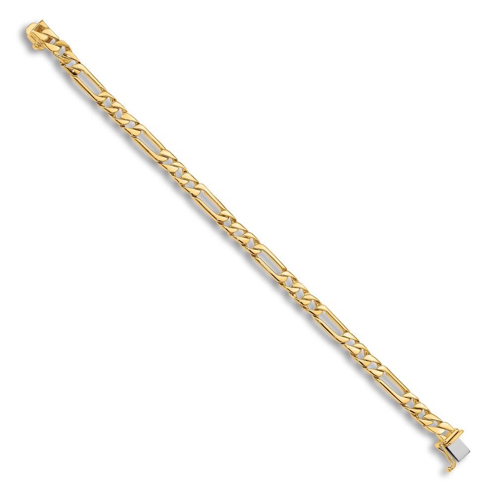 Men\'s High-Polish Figaro Link Bracelet 14K Yellow Gold 8\" cuhp9kXy