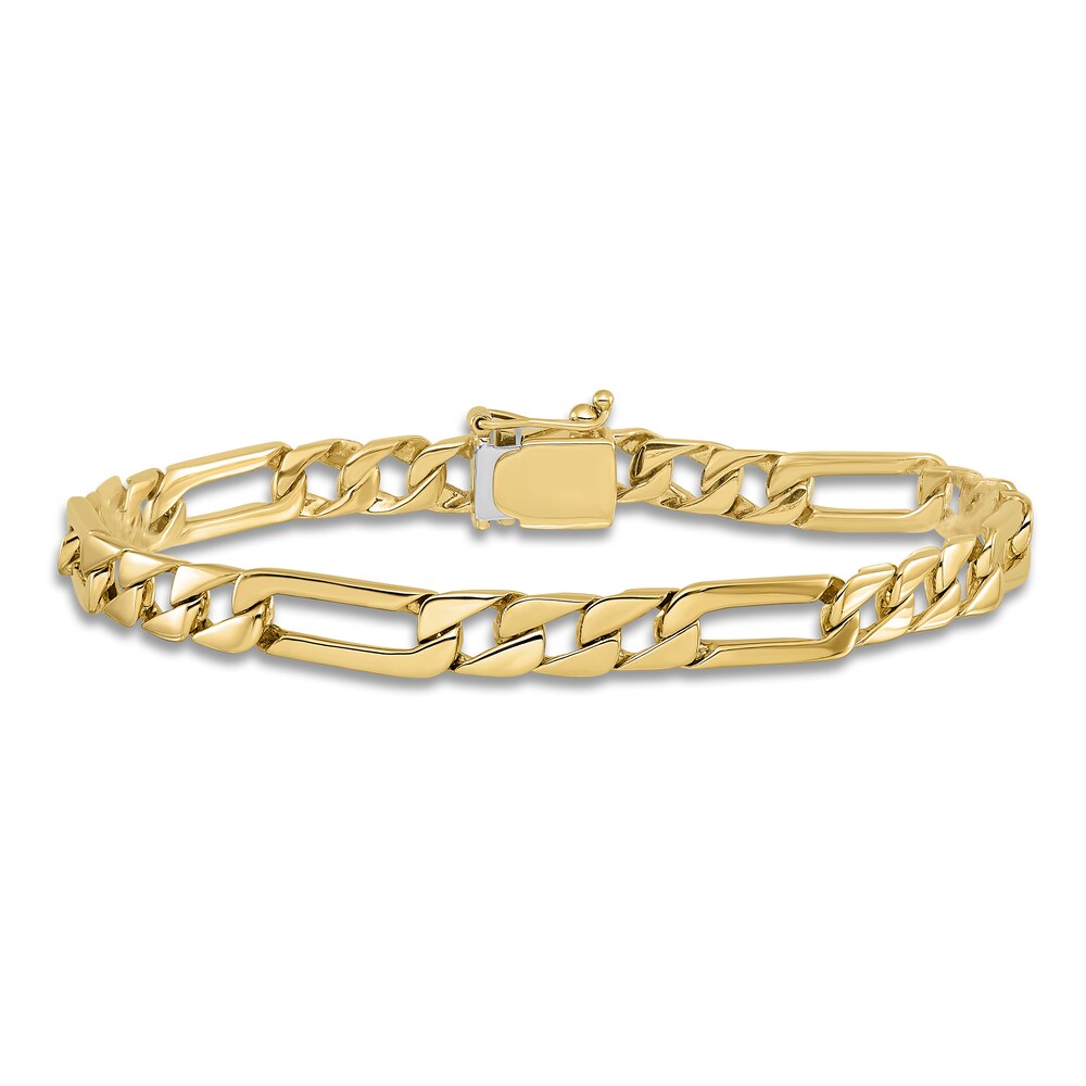 Men\'s High-Polish Figaro Link Bracelet 14K Yellow Gold 8\" cuhp9kXy