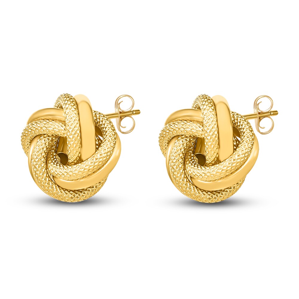 Textured Love Knot Earrings 14K Yellow Gold cvyA4VQA