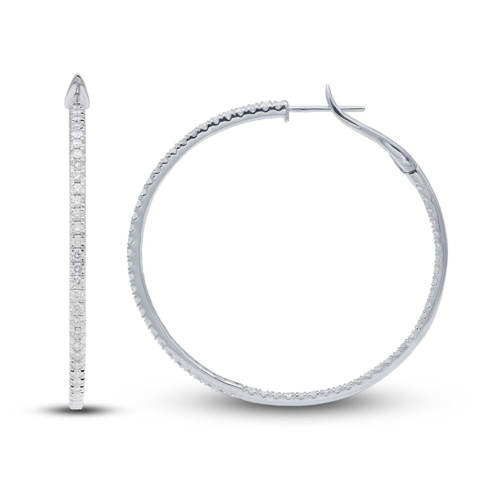 Diamond Hoop Earrings 3 ct tw Round 14K White Gold cwxGN2gZ