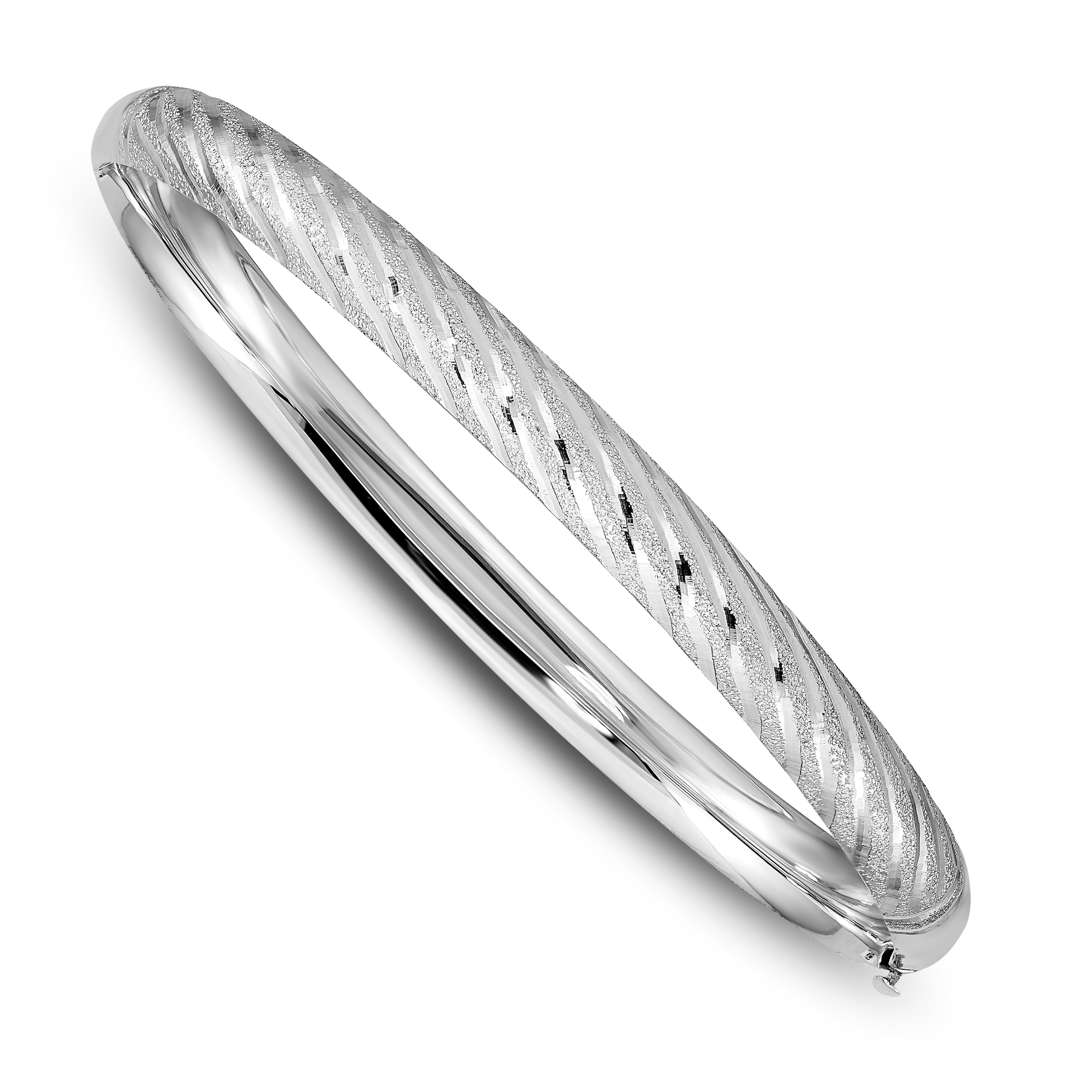 Twisted Hinged Bangle Bracelet 14K White Gold 7.5" d0qsqII1