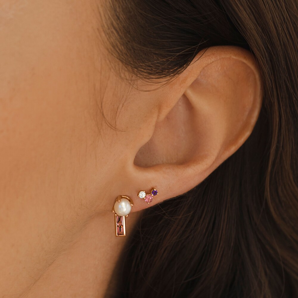 Juliette Maison Natural Rhodalite Garnet Baguette and Cultured Freshwater Pearl Earrings 10K Rose Gold d4yQhz2I