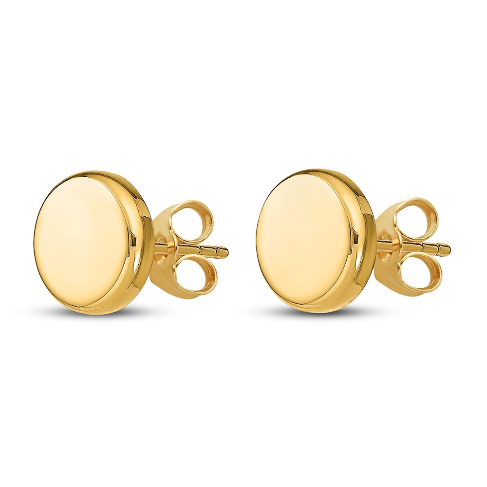 Button Disc Stud Earrings 14K Yellow Gold d9H4rK9i