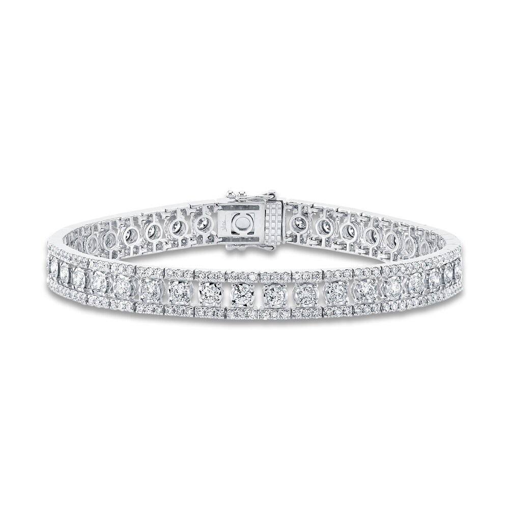 Shy Creation Diamond Tennis Bracelet 4-1/2 ct tw Round 14K White Gold 7" SC55024142 dCYJE6UE