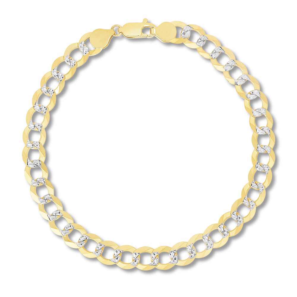 Pave Curb Chain Bracelet 14K Yellow Gold 8.5" dEdvbLck