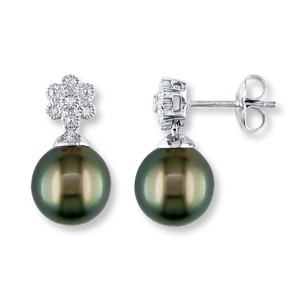 Cultured Pearl Earrings 1/20 ct tw Diamonds Sterling Silver dGnzDCSJ