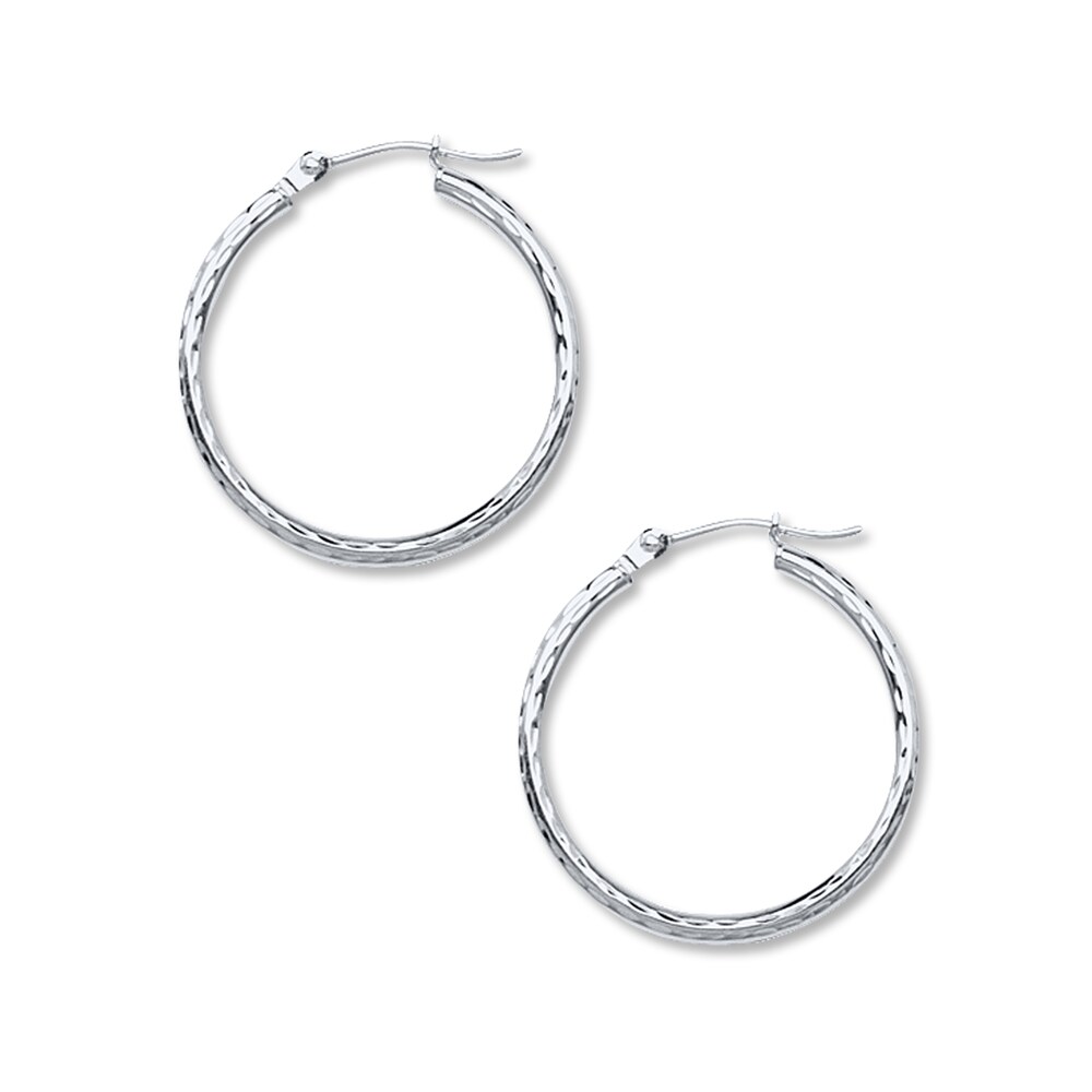 Hoop Earrings 14K White Gold 25mm dLjD7uoW