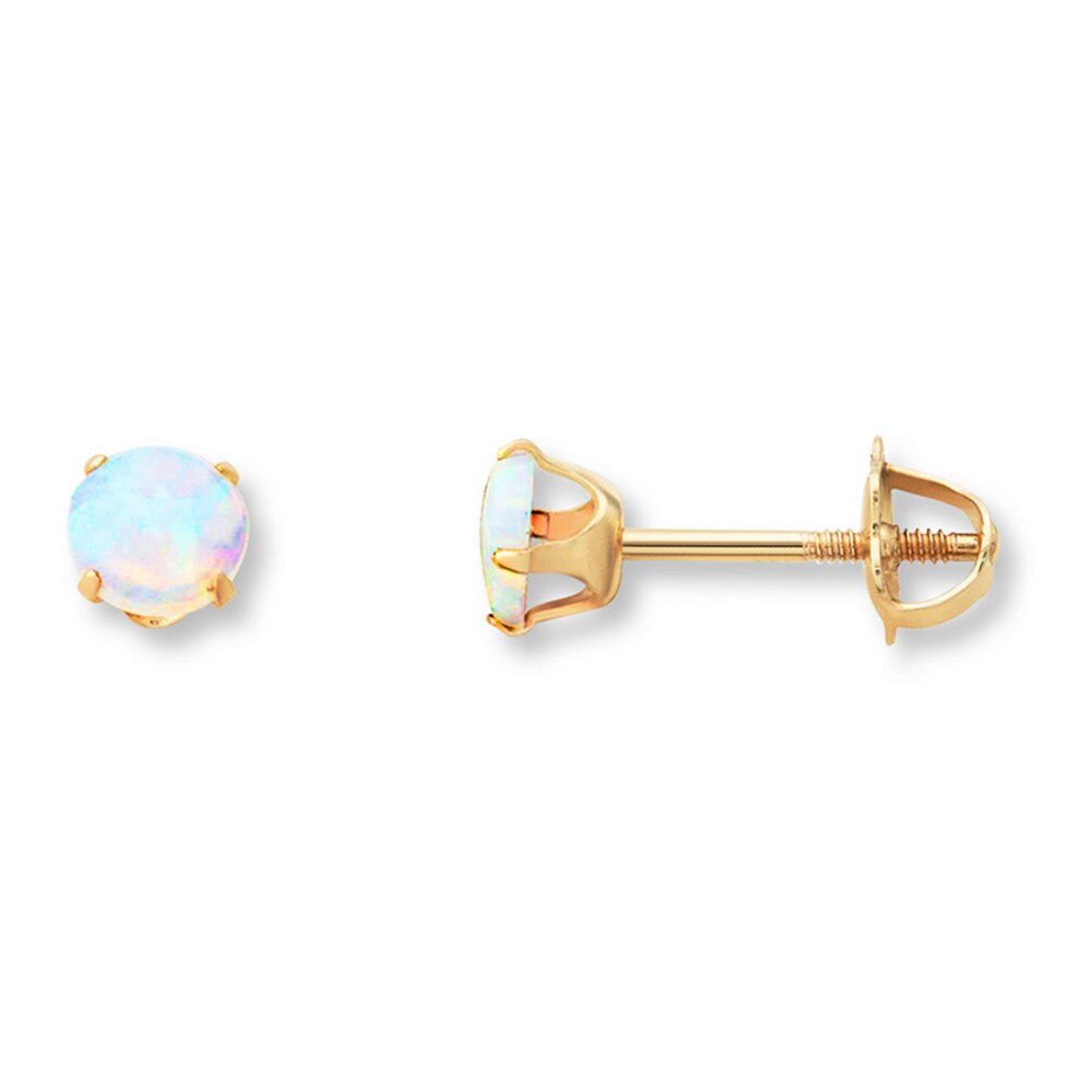 Children's Stud Earrings Lab-Created Opal 14K Yellow Gold dMq3hnUA