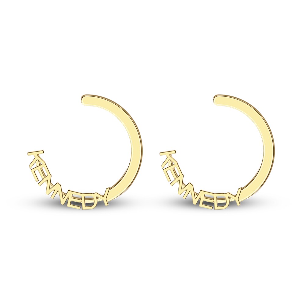 Engravable High-Polish Circle Hoop Earrings Yellow Gold-Plated Sterling Silver 43mm dObpP7CR