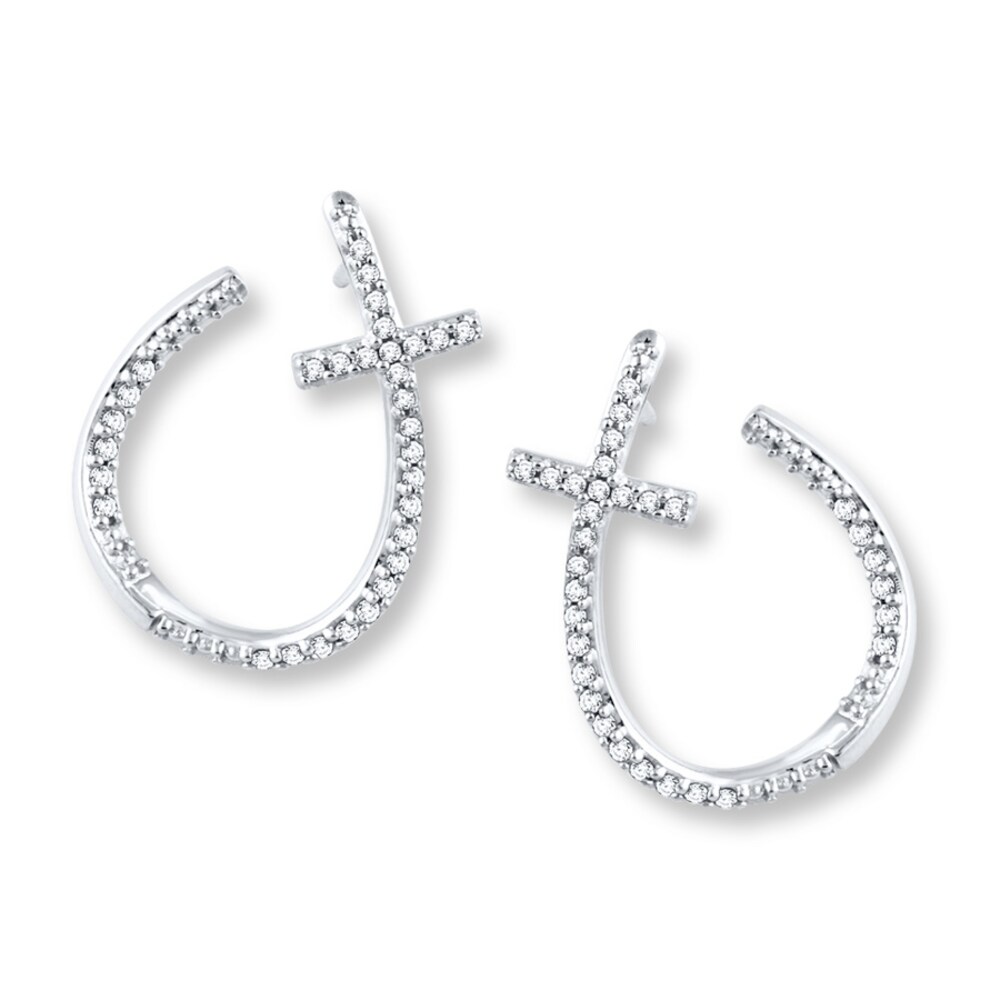 Diamond Hoop/Cross Earrings 1/5 Carat tw 10K White Gold dPsBj2Ci