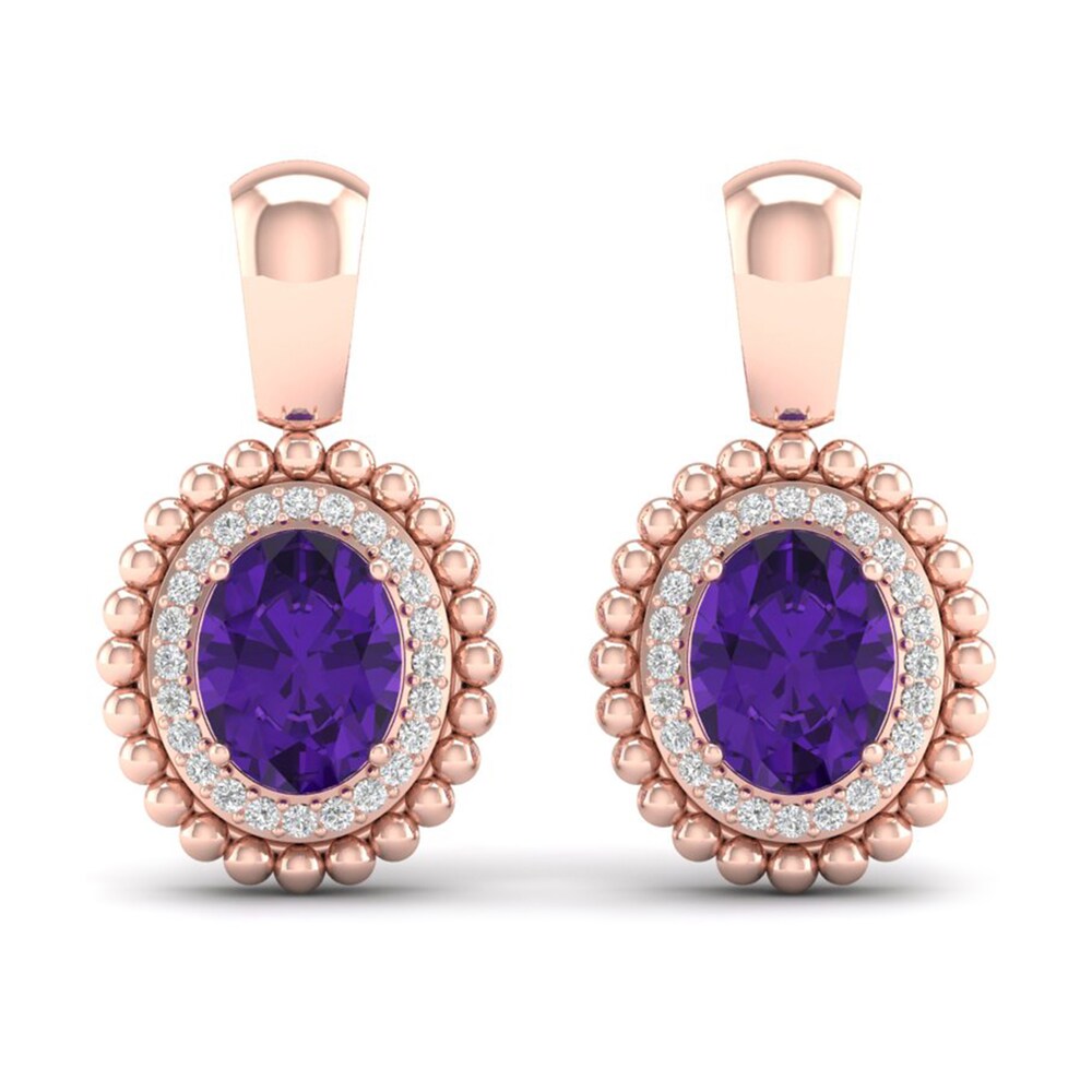 Natural Amethyst Earrings 1/4 ct tw Diamonds 14K Rose Gold dQIVlbsW