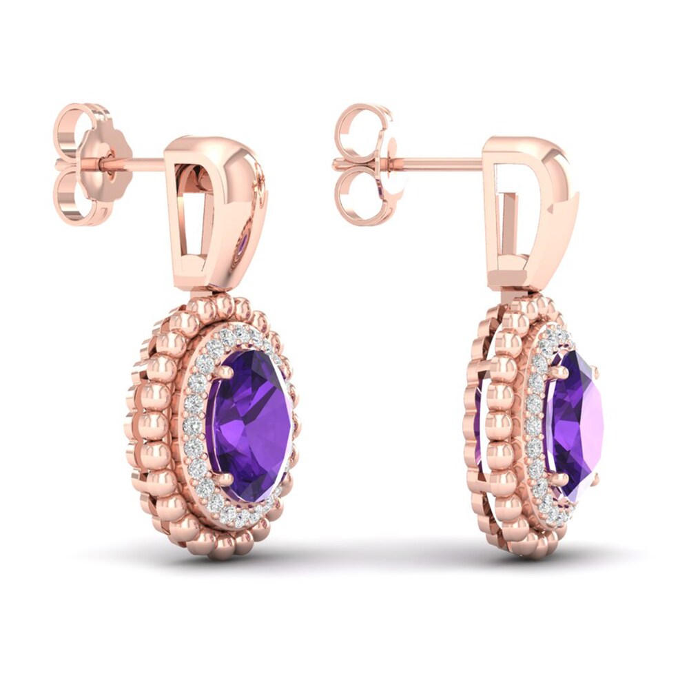 Natural Amethyst Earrings 1/4 ct tw Diamonds 14K Rose Gold dQIVlbsW