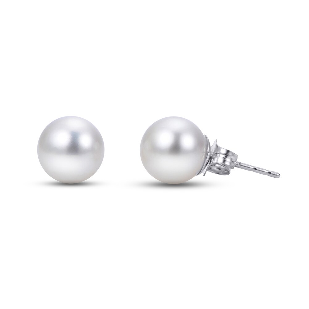 Cultured Akoya Pearl Stud Earrings 14K White Gold dQPIMl3H