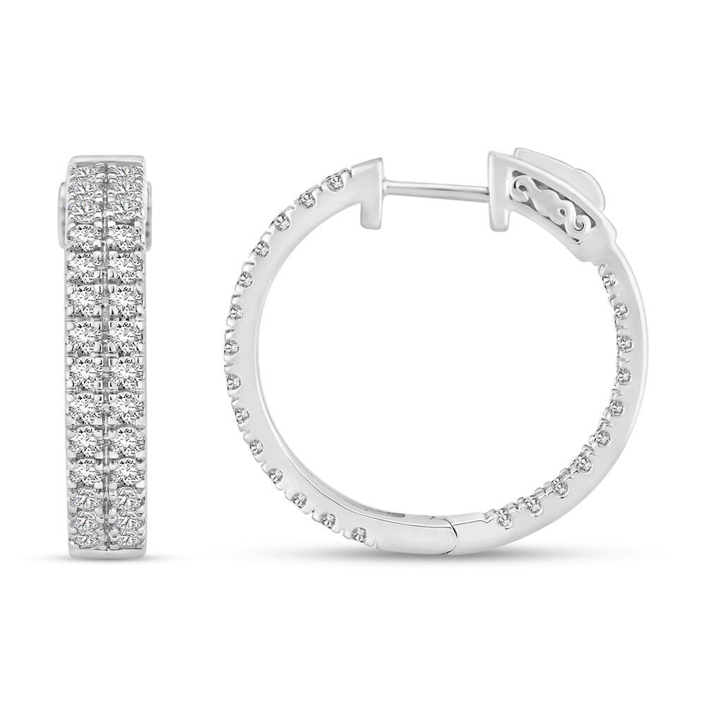 Diamond Double Hoop Earrings 5 ct tw Round 18K White Gold dXCkhmwW