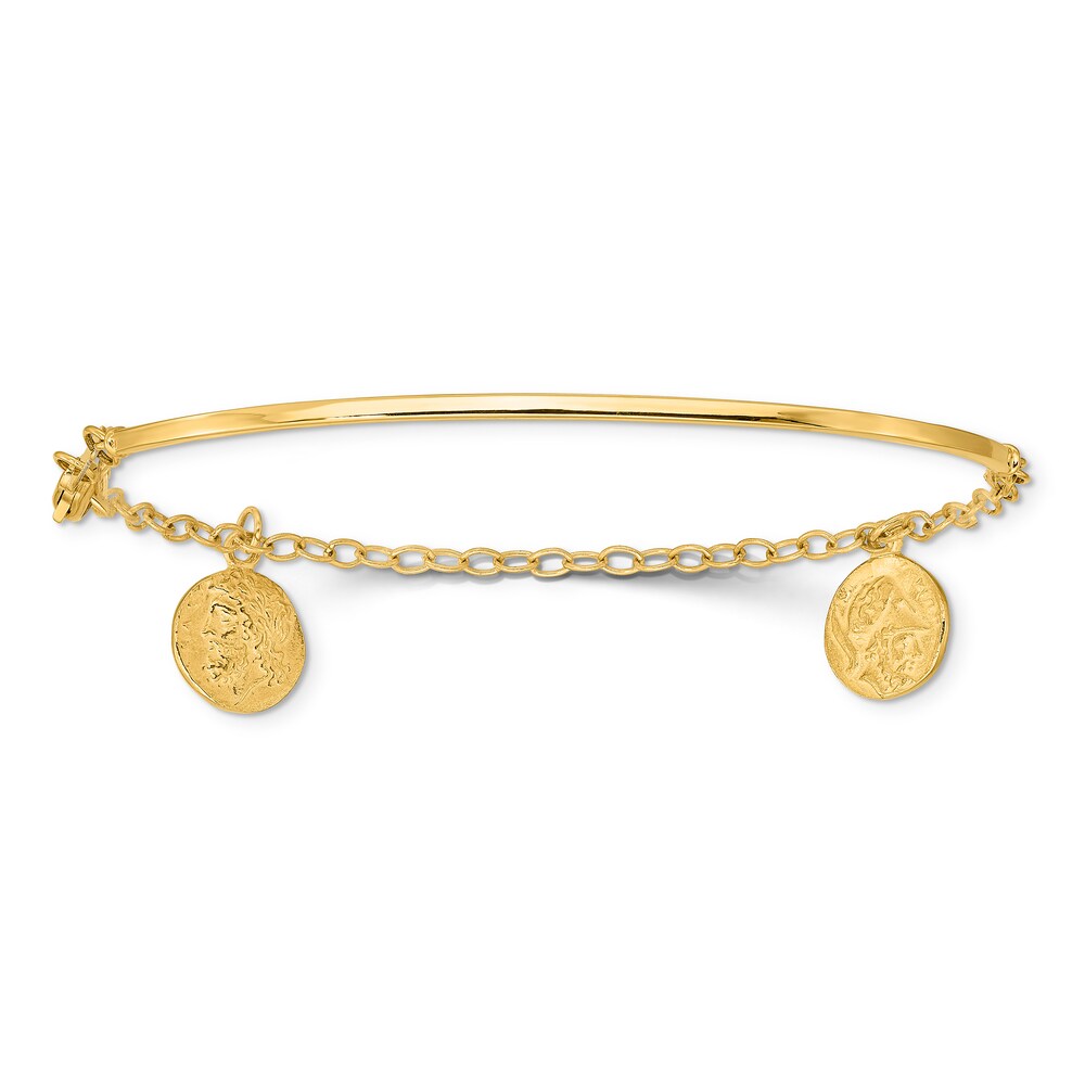 Roman Coin Bangle Chain Bracelet 14K Yellow Gold dXHCg2hA