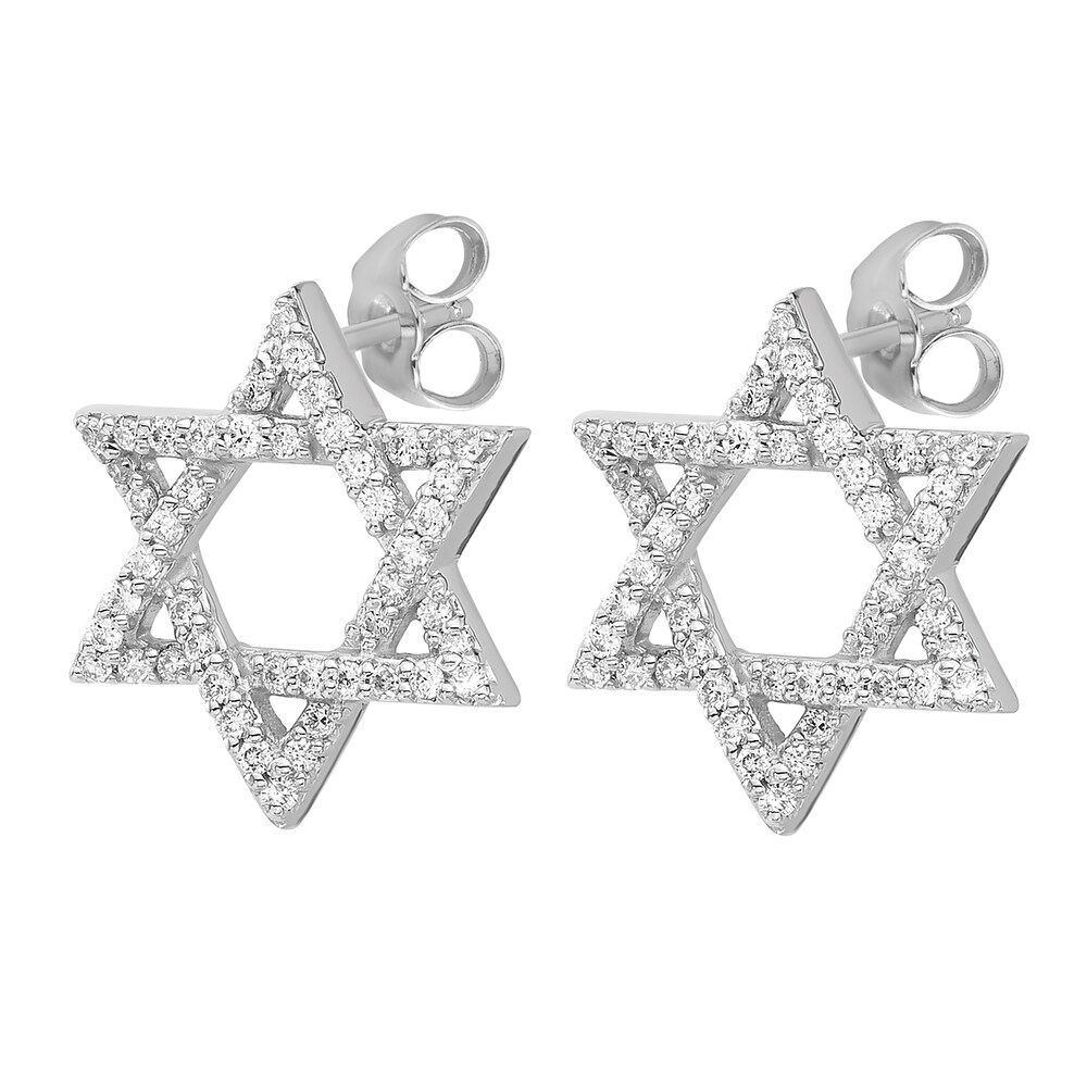 Diamond Star of David Stud Earrings 3/8 ct tw Round 14K White Gold dbHFQC5H