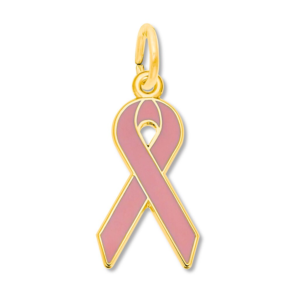 Pink Ribbon Charm 14K Yellow Gold deQcchCp [deQcchCp]