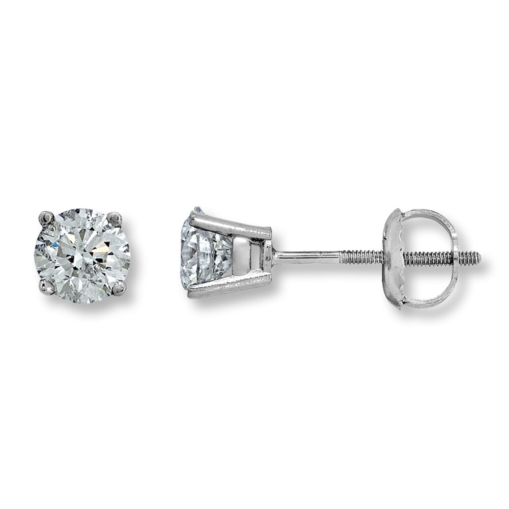 Diamond Solitaire Earrings 1 ct tw Round-cut 14K White Gold (I2/I) deSEjnCv